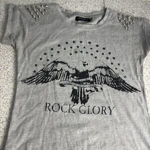 BERNINI Women’s Short Sleeve Studded Punk Rock Top Shirt Rock Glory Music Small